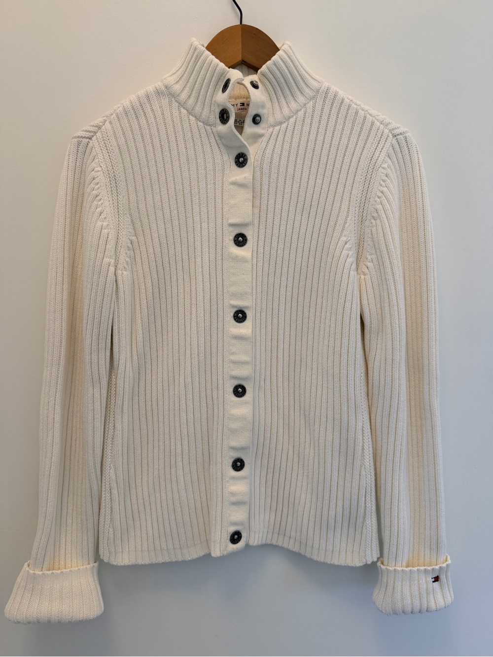 Tommy Hilfiger Cream Ribbed Button-Front Cardigan